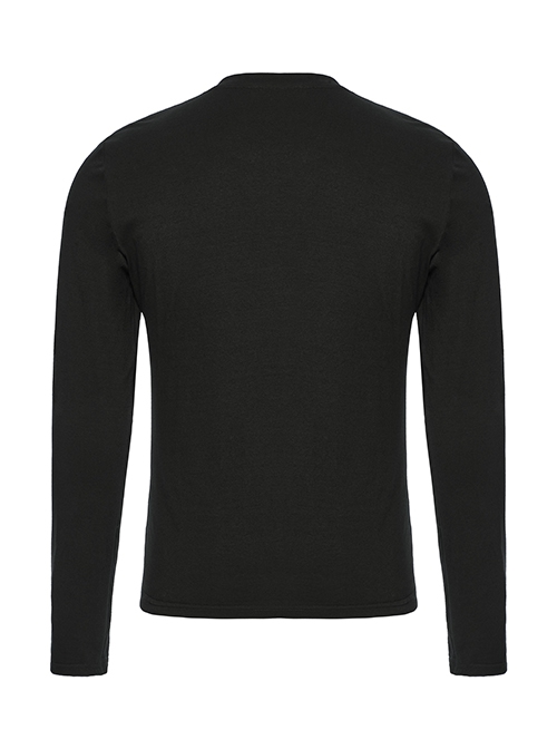 Black Personalized Stretch Knitted Front Panel Armor With Shiny Ribbon Embellishment Punk Style Long Sleeve T-Shirt
