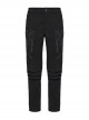 Black Simple Stretch Twill Woven Side Three Dimensional Black Rubber Patch Decorated Punk Style Rough Trousers