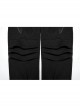 Black Simple Stretch Twill Woven Side Three Dimensional Black Rubber Patch Decorated Punk Style Rough Trousers