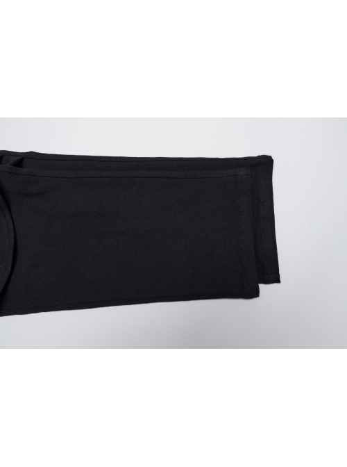 Black Simple Stretch Twill Woven Side Three Dimensional Black Rubber Patch Decorated Punk Style Rough Trousers