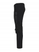 Black Simple Stretch Twill Woven Side Three Dimensional Black Rubber Patch Decorated Punk Style Rough Trousers