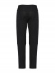 Black Simple Stretch Twill Woven Side Three Dimensional Black Rubber Patch Decorated Punk Style Rough Trousers