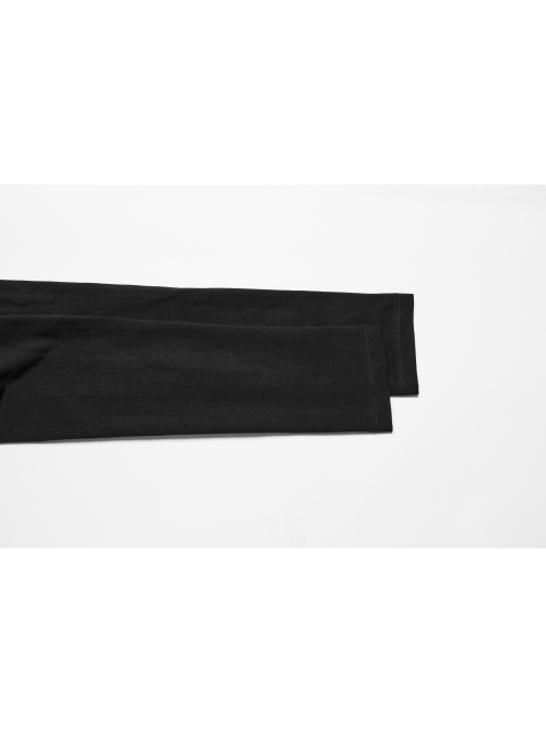 Personalized Black Cashmere Like Knitted Stitching Elastic Fabric Side Eyelets With Drawstring Embellishment Punk Style Stand Up Collar Long Sleeved T-Shirt
