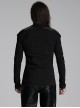 Black Stretch Knit Shoulder Patchwork Three Dimensional Vinyl Applique Decoration Punk Style Long Sleeved T-Shirt