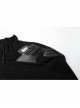 Black Stretch Knit Shoulder Patchwork Three Dimensional Vinyl Applique Decoration Punk Style Long Sleeved T-Shirt