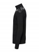 Black Stretch Knit Shoulder Patchwork Three Dimensional Vinyl Applique Decoration Punk Style Long Sleeved T-Shirt