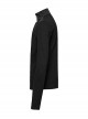 Simple Black Functional Stretch Knitted Splicing Grid Woven Front Center Zipper Insert Decoration Punk Style Stand Collar Long Sleeve T-Shirt