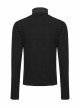 Simple Black Functional Stretch Knitted Splicing Grid Woven Front Center Zipper Insert Decoration Punk Style Stand Collar Long Sleeve T-Shirt