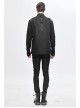 Asymmetrical Shoulder Lace-Up Thick Ribbon Chest Metal Nail Buckle Black Punk Shirt