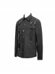 Asymmetrical Shoulder Lace-Up Thick Ribbon Chest Metal Nail Buckle Black Punk Shirt