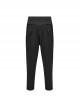 Soft Black Knitted Front And Back Double Pockets Three Dimensional Rivet Embellished Punk Style Trousers