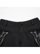 Soft Black Knitted Front And Back Double Pockets Three Dimensional Rivet Embellished Punk Style Trousers