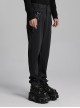 Soft Black Knitted Front And Back Double Pockets Three Dimensional Rivet Embellished Punk Style Trousers