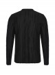 Simple Black Tattered Knitted Front Triangle Button Decorated Punk Style Long Sleeve T-Shirt