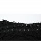Black High Collar Elastic Ripped Knit Shoulder Eyelet Webbing Tie Rope Decoration Punk Style Doomsday Long Sleeve T-Shirt