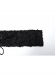 Black High Collar Elastic Ripped Knit Shoulder Eyelet Webbing Tie Rope Decoration Punk Style Doomsday Long Sleeve T-Shirt