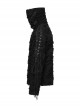 Black High Collar Elastic Ripped Knit Shoulder Eyelet Webbing Tie Rope Decoration Punk Style Doomsday Long Sleeve T-Shirt