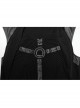 Personalized Black Elastic Knitted Mesh Fabric With Metal Ring Decoration In The Front Center Punk Style Loose Hooded Vest