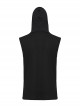 Personalized Black Elastic Knitted Mesh Fabric With Metal Ring Decoration In The Front Center Punk Style Loose Hooded Vest