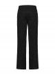Black Twill Woven Stitching Laminated Vertical Striped Mesh Fabric Front Center Double Row Of Metal Rings Decorated With Punk Style Street Wide Leg Pants