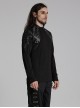 Personalized Elastic Knitted Shoulder Stitching Three Dimensional Pleated Faux Leather Decoration Punk Style Zipper Long Sleeved T-Shirt