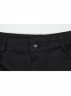 Black Twill Woven Stitching PU Leather Eyelets On Both Sides With Lace Decoration Punk Style Slim Trousers