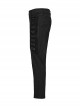 Black Twill Woven Stitching PU Leather Eyelets On Both Sides With Lace Decoration Punk Style Slim Trousers