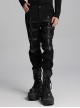 Personalized Twill Woven Patchwork Layer Laminated Front Metal Ring With Eyelet Decorative Loop Design Punk Style Handsome Trousers