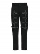 Personalized Twill Woven Patchwork Layer Laminated Front Metal Ring With Eyelet Decorative Loop Design Punk Style Handsome Trousers