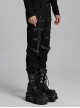Personalized Twill Woven Patchwork Layer Laminated Front Metal Ring With Eyelet Decorative Loop Design Punk Style Handsome Trousers