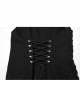 Black Personality Twill Stitching Vertical Stripes Laminated Front Half Hollow With Japanese Word Button Design Punk Style Vest