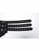 Domineering Three Row Black Old Feel Woven Front Center Personalized Skull Rivet Design Punk Style Belt