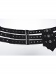 Domineering Three Row Black Old Feel Woven Front Center Personalized Skull Rivet Design Punk Style Belt
