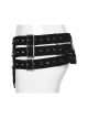 Domineering Three Row Black Old Feel Woven Front Center Personalized Skull Rivet Design Punk Style Belt