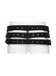 Domineering Three Row Black Old Feel Woven Front Center Personalized Skull Rivet Design Punk Style Belt