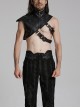 Black Oblique Shoulder Stand Collar Personalized Laminated Double Oblique Buckle Design Punk Style Handsome Shoulder Armor Strap
