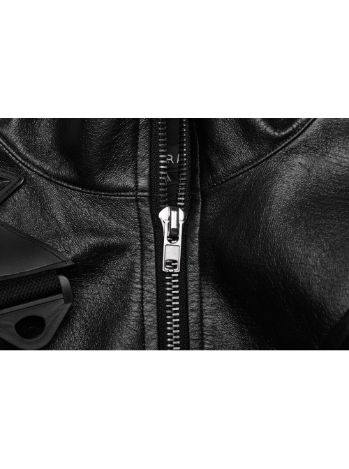 Black Oblique Shoulder Stand Collar Personalized Laminated Double Oblique Buckle Design Punk Style Handsome Shoulder Armor Strap