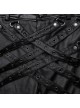 Handsome Black Slightly Elastic PU Leather With Twill Glued Front Chinese And Japanese Word Button Loops Staggered Decoration Punk Style Leather Pants