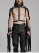 Black Suede And Faux Leather Front Hollow Halter Neck Scorpion Tail Tassel Design Punk Style Shoulder Armor Strap