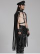 Black Suede And Faux Leather Front Hollow Halter Neck Scorpion Tail Tassel Design Punk Style Shoulder Armor Strap