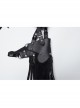 Black Suede And Faux Leather Front Hollow Halter Neck Scorpion Tail Tassel Design Punk Style Shoulder Armor Strap