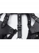 Black Suede And Faux Leather Front Hollow Halter Neck Scorpion Tail Tassel Design Punk Style Shoulder Armor Strap