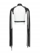 Black Suede And Faux Leather Front Hollow Halter Neck Scorpion Tail Tassel Design Punk Style Shoulder Armor Strap