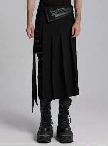 Personalized Non Stretch Twill Woven Waistband Three Dimensional Printing Design With Side Pocket Design Punk Style Men's Skirt