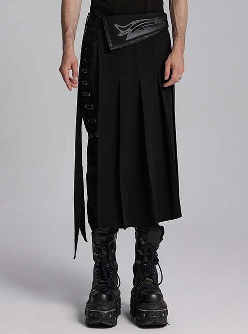 Personalized Non Stretch Twill Woven Waistband Three Dimensional Printing Design With Side Pocket Design Punk Style Men's Skirt