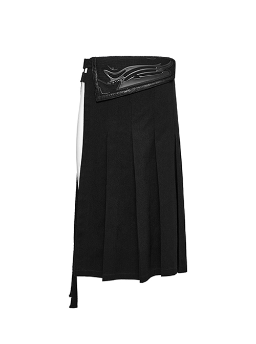 Personalized Non Stretch Twill Woven Waistband Three Dimensional Printing Design With Side Pocket Design Punk Style Men's Skirt