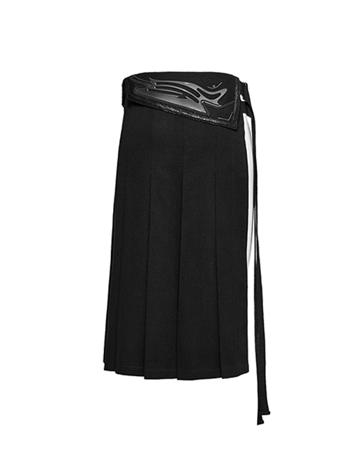 Personalized Non Stretch Twill Woven Waistband Three Dimensional Printing Design With Side Pocket Design Punk Style Men's Skirt