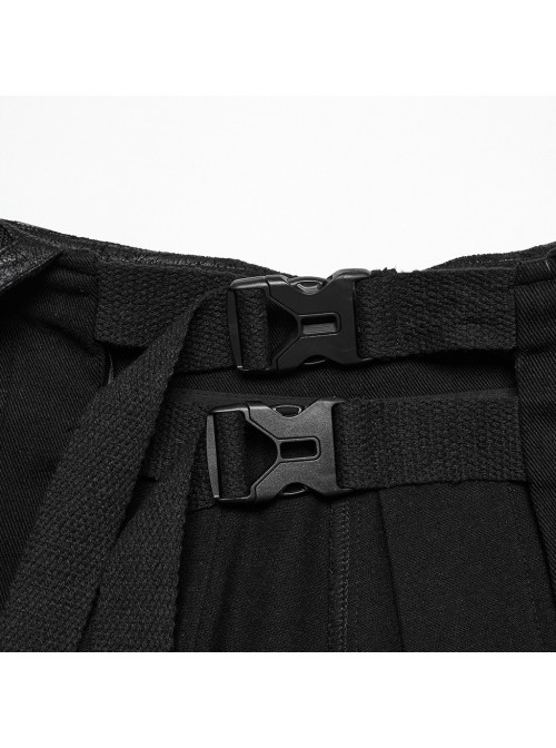 Personalized Non Stretch Twill Woven Waistband Three Dimensional Printing Design With Side Pocket Design Punk Style Men's Skirt