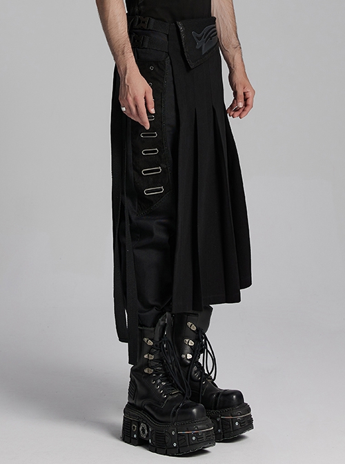 Personalized Non Stretch Twill Woven Waistband Three Dimensional Printing Design With Side Pocket Design Punk Style Men's Skirt