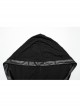 Handsome Black Soft Elastic Hole Knitted Front Center V Neck Drawstring Design Punk Style Long Sleeved Hooded T-Shirt